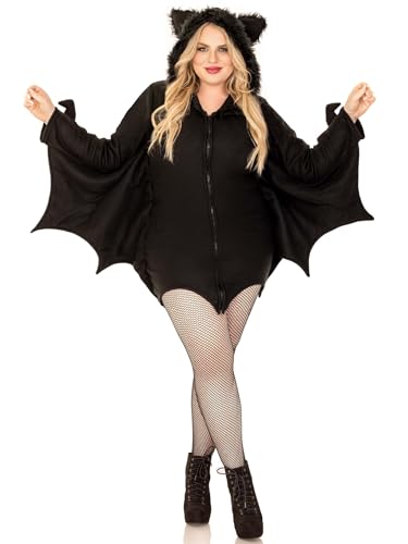 Leg Avenue womens Cozy Bat Hooded Fleece dress - Cute Winged Halloween for women Adult Sized Costumes, Black, 3X 4X US