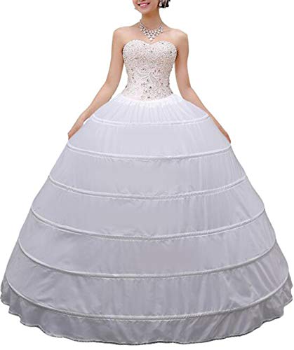 Women Crinoline Petticoat A-line 6 Hoop Skirt Slips Long Underskirt for Wedding Bridal Dress Ball Gown