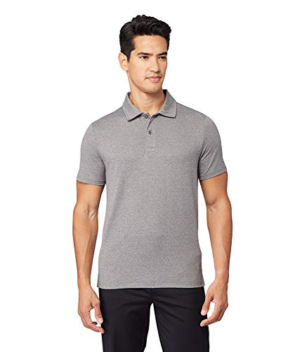 32º DEGREES Men's Cool Classic Polo| Slim Fit | Moisture Wicking | 4-Way Stretch |Golf | Tennis, Grey Heather, Large