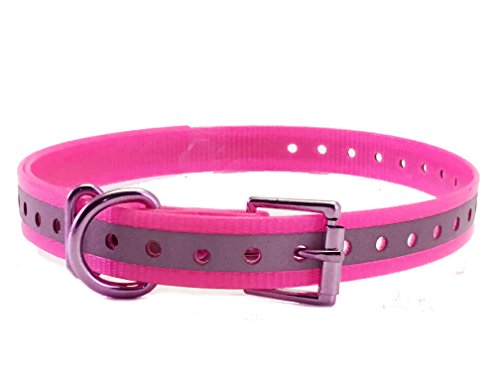Sparky Pet Co 3/4' High Flex, Neon Pink Reflective Waterproof Roller Buckle Dog Replacement Collar - Compatible Garmin Delta, Sport,Dog e Collar Systems