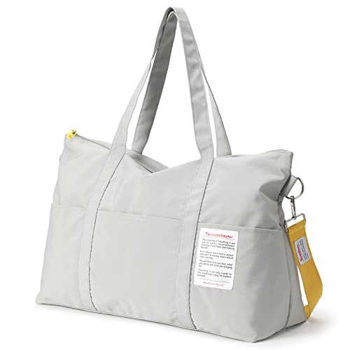 Travel Duffel Bag, Lychii Waterproof Shoulder Weekend Overnight Bag Large Sports Tote Gym Bag for Women and Men, Grey