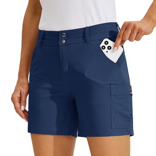 Willit Women's Golf Shorts Hiking Cargo Shorts Quick Dry Athletic Casual Summer Shorts with Pockets 5' Navy Blue 18