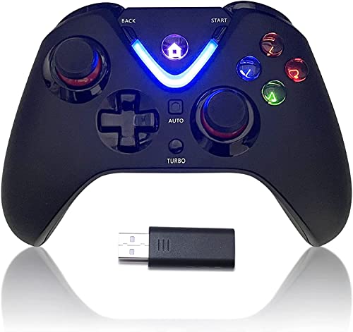 ROTOMOON Wireless Game Controller with LED Lighting Compatible with Xbox One S/X, Xbox Series S/X Gaming Gamepad, Remote Joypad with 2.4G Wireless Adapter, Rechargeable Battery (Black)…