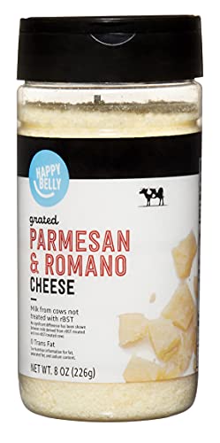 Amazon Brand - Happy Belly Grated Parmesan and Romano Cheese Shaker, 8 ounce (Pack of 1)