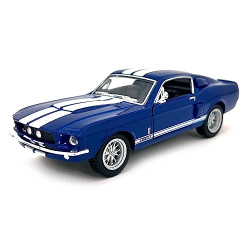 KiNSMART 1967 Ford Shelby Mustang GT500 Blue 1:38 Scale 5 Inch Die Cast Model Toy Race Car w/Pullback Action