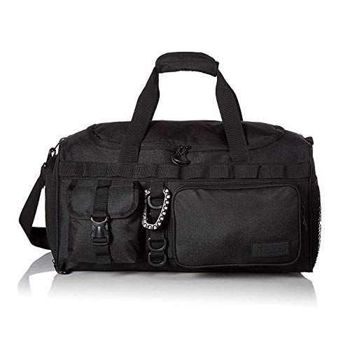 Fitdom 20' 32L Tactical Black Gym Duffle Bag with Shoe Compartment. Best Workout Bag For Men & Women. Black Gym Bag is Great For Basketball, Soccer & Other Sports As Well As Weekender & Overnight Bag