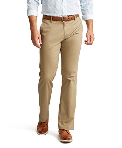 Dockers Men's Straight Fit Signature Lux Cotton Stretch Pant, New British Khaki, 36W x 32L