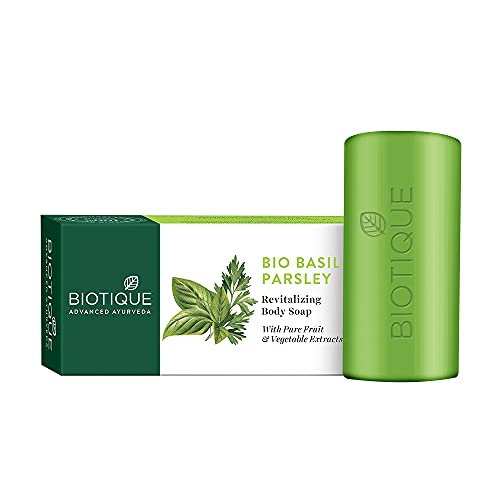 Biotique Bio Basil and Parsley Body Revitalizing Body Soap, Pack of 3, 225 g (3 x 75 g)