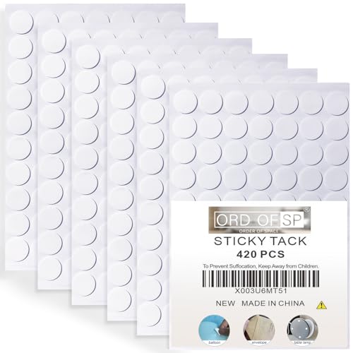 ORD OF SP Sticky Tack, 420pcs Strong Poster Putty (0.8in/20mm), Removable Museum Putty, No Trace Round Mounting Putty, Multipurpose Sticky Dots for Festival Decoration, DIY, Party Supplies