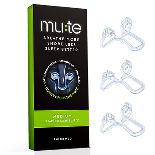 Rhinomed Mute Snoring Solution Nasal Dilator for Snore Reduction - Anti-Snoring Aid Solution - Improve Airflow - Comfortable Nose Vents, Breathing Aids for Better Sleep - (Size Medium, 3-Pk)