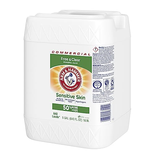 Arm & Hammer 33200-97550 Liquid Laundry Detergent Free & Clear, 640 oz., 5 Gallon Jug