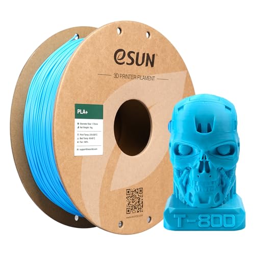 eSUN PLA+ Filament 1.75mm, 3D Printer Filament PLA Plus, Dimensional Accuracy +/- 0.03mm, 1KG Spool (2.2 LBS) 3D Printing Filament for 3D Printers, Light Blue