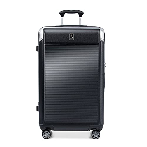 Travelpro Platinum Elite Hardside Expandable Checked Luggage, 8 Wheel Spinner, TSA Lock, Hard Shell Polycarbonate Suitcase, Shadow Black, Checked Large 28-Inch