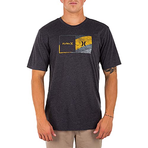 Hurley mens Icon Slash Gradient T-shirt T Shirt, Black Heather/Pollen, Large US