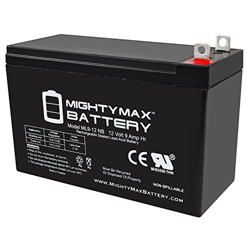 Mighty Max Battery ML9-12NB -12 Volt 9 AH, Nut and Bolt (NB) Terminal, Rechargeable SLA AGM Battery