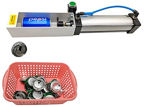 NKAIKE Aluminum Can Crusher, Heavy Duty Pneumatic Cylinder Soda Beer Can Crusher, Eco-Friendly Recycling Tool (Countertop Button Valve)