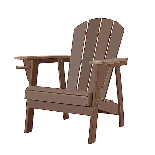 Restcozi Adirondack Chairs, HDPE All-Weather Adirondack Chair, Fire Pit Chair (Classic, Teak)