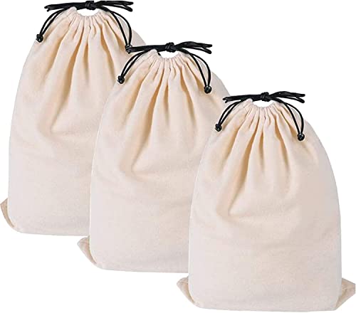 MISSLO Cotton Breathable Dust-Proof Drawstring Storage Pouch Bag (Pack 3 M)