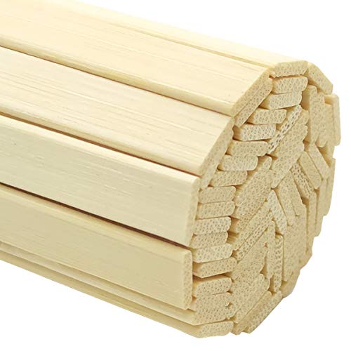 Worown 60 Pcs 15.7 Inch Strong Natural Bamboo Sticks, Wooden Craft Sticks, Extra Long Sticks, Wood Strips for Craft Projects, 3/8 Inch Width