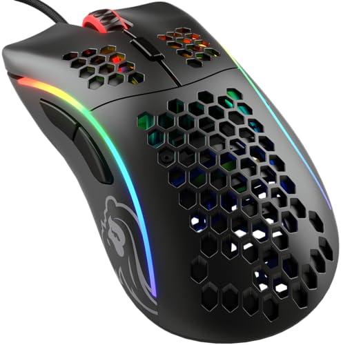 Glorious Model D Wired Gaming Mouse - 68g Superlight Honeycomb Design, RGB, Ergonomic, Pixart 3360 Sensor, Omron Switches, PTFE Feet, 6 Buttons - Matte Black