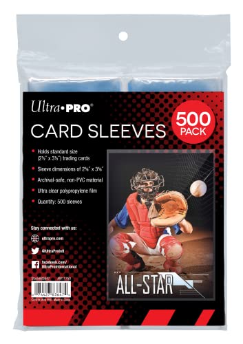 Ultra PRO Clear Card Sleeves for Standard Size Trading Cards measuring 2.5' x 3.5' (500 count pack)