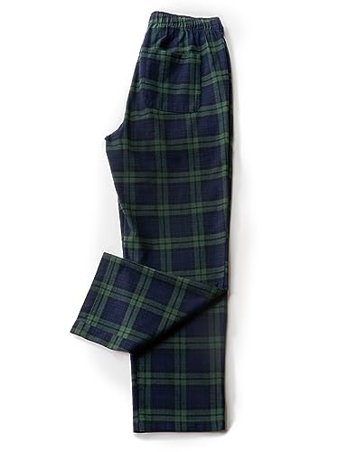 LAPASA Men's Pajama Pants 100% Cotton Flannel Plaid Lounge Soft Warm Sleepwear Pants PJ Bottoms Drawstring and Pockets M39 Large (Flannel) Green+navy