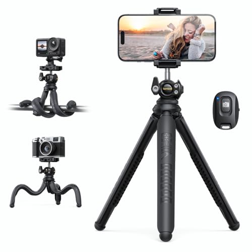 Lamicall Tripod for iPhone - 3 in 1 Flexible Phone Tripod with Wireless Remote - iPhone Tripod Stand for Video Recording Vlogging Selfie Compatible with iPhone Samsung Go Pro, Digital Camera