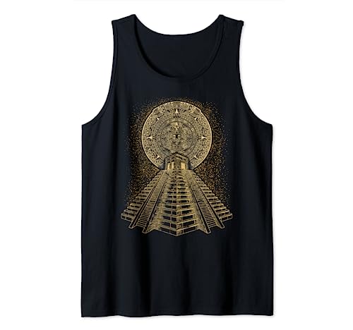 Ancient Sacred Mayan Aztec Calendar Pyramid Geometry Tank Top