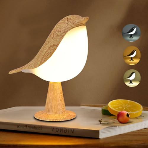 Cordless Table Lamp, Night Light Touch Sensor, Bedside Small Lamp, Bird Light Gifts Table Lamp for Bedroom with 3 Level Brightness Touch Lamps, Rechargered Desk Lamp for Home, College Dorm Room