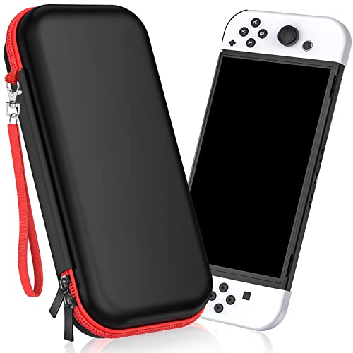 Switch Carrying Case Compatible with Nintendo Switch and New Switch OLED Console, Switch Case Protective Hard Shell Portable Switch Travel Case, Switch Carrying Case for Accessories and Games Black