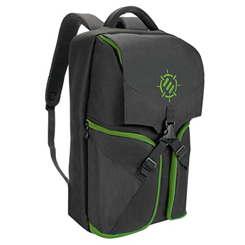 ENHANCE Xbox Backpack - Xbox Carrying Case Compatible with Xbox Series S, Xbox One X, One S - Storage Compartments for Xbox Controllers, Gaming Headset, Xbox Games & More Xbox Accessories - Green