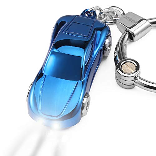 SOMGEM Creative Key Chain Car Keychain Flashlight with 2 Modes LED Lights 2 in 1 Car Key Chain Ring for Office Backpack Purse Charm,Great Gift for Men or Women