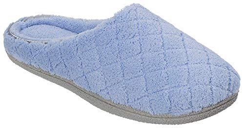 Dearfoams Women's Lacey Machine Washable Memory Foam Comfort Easy on / Off Clog Slipper, Iceberg Blue, 5-6