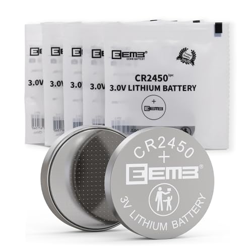 EEMB 5 Pack CR2450 Battery 3V Lithium Battery 2450 Button Coin Cell Batteries DL2450、ECR2450、BR2450 for Watch Tea Lights Votive Candles Alarm System Car Key Fob Remote Control Calculators Toys Games