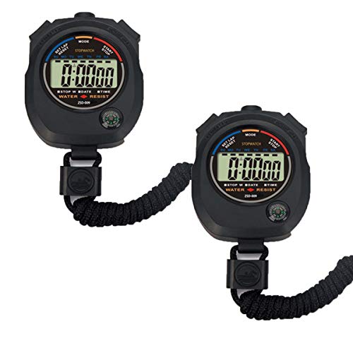 Pgzsy 2 Pack Multi-Function Electronic Digital Sport Stopwatch Timer, Large Display with Date Time and Alarm Function,Suitable for Sports Coaches Fitness Coaches and Referees,Pgzsy