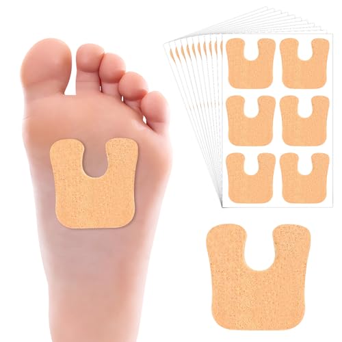 GEMLORD 66 Pcs U Shaped Felt Callus Pads, Self-Stick Cushions Protect Calluses from Rubbing on Shoes, Pain Relief Foot Cushion Forefoot Foot Pads for Men and Women