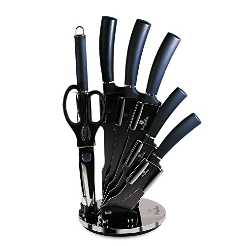 8-piece Knife Set With Acrylic Stand Aquamarine Collection Stainless Steel 8 Piece Ergo Handles