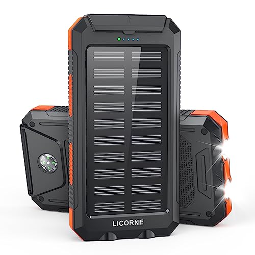 Solar Charger Power Bank Fast Charging - 30000mAh Portable Solar Phone Battery Panel Charger, QC3.0 Dual USB Port Battery Pack Charger for All Cell Phones & Electronic Devices (Orange)