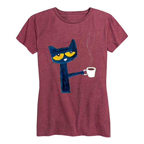 Pete the Cat - with Coffee - Women's Short Sleeve Graphic T-Shirt - Size Large