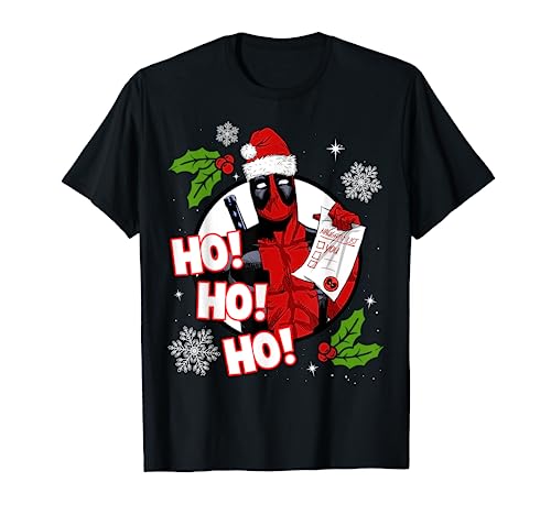 Marvel Deadpool Santa Naughty List Christmas Graphic T-Shirt