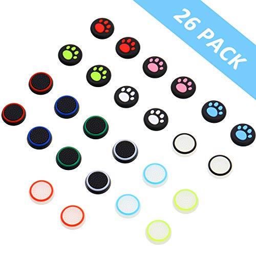 Frienda 26 Pieces Replacement Thumb Grips Caps Cover Silicone Luminous Analog Controller Joystick Thumb Stick Cap Compatible with PS5 PS4 PS3 PS2 Xbox 360 Xbox One Controllers
