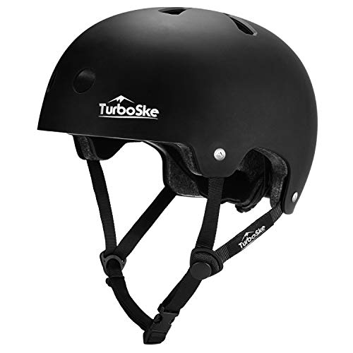 TurboSke Skateboard Helmet, BMX Helmet, Multi-Sport Helmet, Bike Helmet for Kids, Youth, Men, Women (Black, L/XL (22.8'-24'))