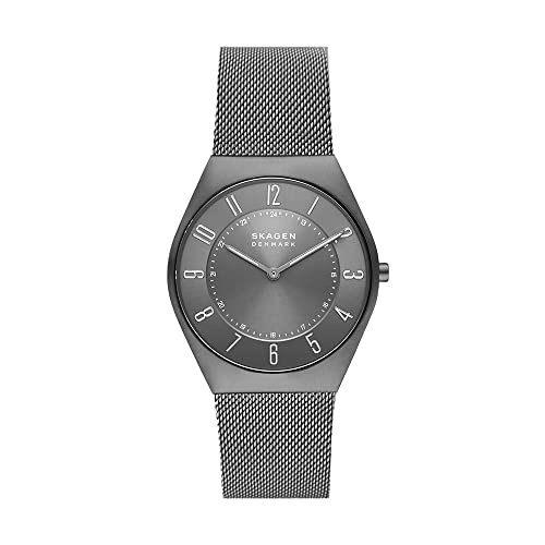 Skagen Men's Grenen Ultra Slim Two-Hand Charcoal Gray Stainless Steel Mesh Band Watch (Model: SKW6824)