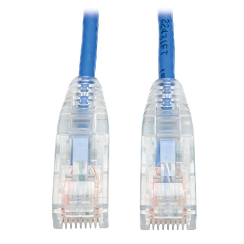 TRIPP LITE Cat6 Gigabit Snagless Molded Slim UTP Patch Cable RJ45 M/M, Blue, 6' (N201-S06-BL)