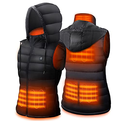 DR.PREPARE Heated Vest, Unisex Winter Hooded Heated Vests Outerwear for Men Women, Lightweight USB Electric Heated Clothing Vest with 3 Heating Levels, Adjustable Size (Battery Pack Not Included)