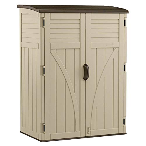 Suncast 54 Cubic Feet Vertical Storage Shed with Durable Plastic Construction, Multiple Wall Panels and Ample Space for Outdoor Storage