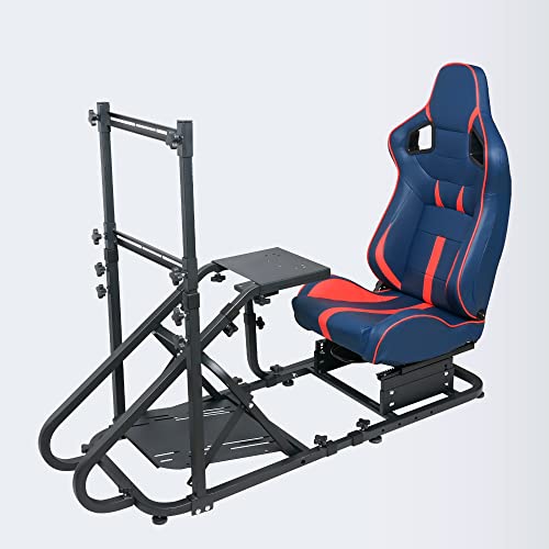 OUYESSIR Racing Simulator Cockpit with Racing Seat and TV Stand, Adjustable Steering Wheel Stand for Logitech G25|G27|G29 |G920 | Thrustmaster | Compatible with Xbox One, PS4, PC Platforms