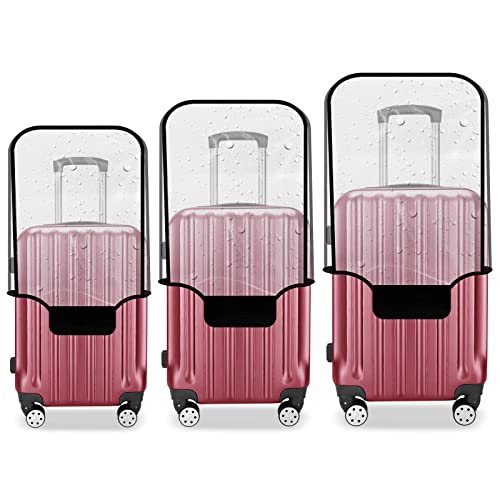 JZRTravel Luggage Cover 3 Pieces Clear PVC Suitcase Covers Protector for Tsa Approved, Suitcase Cover Set for 20 24 28 inch Luggage.