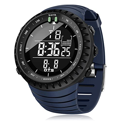 PALADA Men's Digital Sports Watch Waterproof Tactical Watch with LED Backlight Watch for Men (Dark Blue)