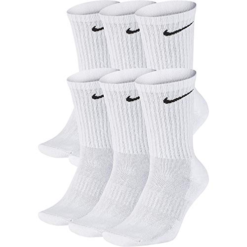 Nike Everyday Cushion Crew Socks, Unisex , White/Black, M (Pack of 6 Pairs of Socks)